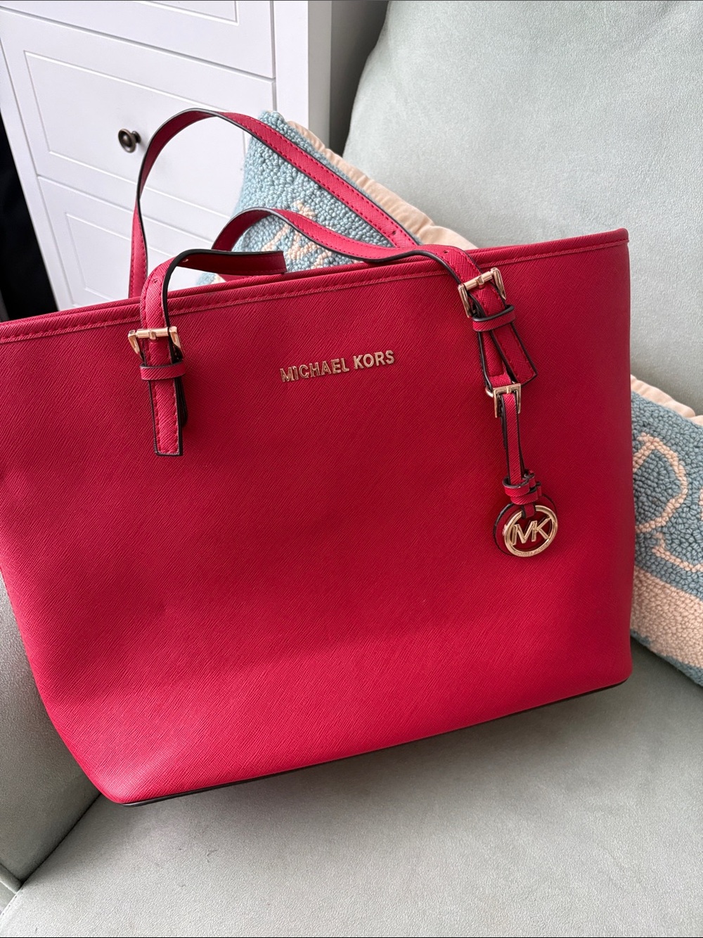 Michael Kors Red Saffiano Leather Tote